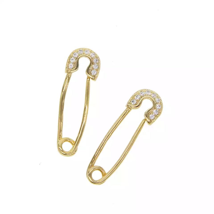 SAFETY PIN GOLD SPARKLE  EARRING